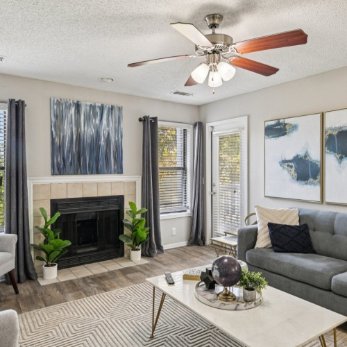 Living room with fireplace